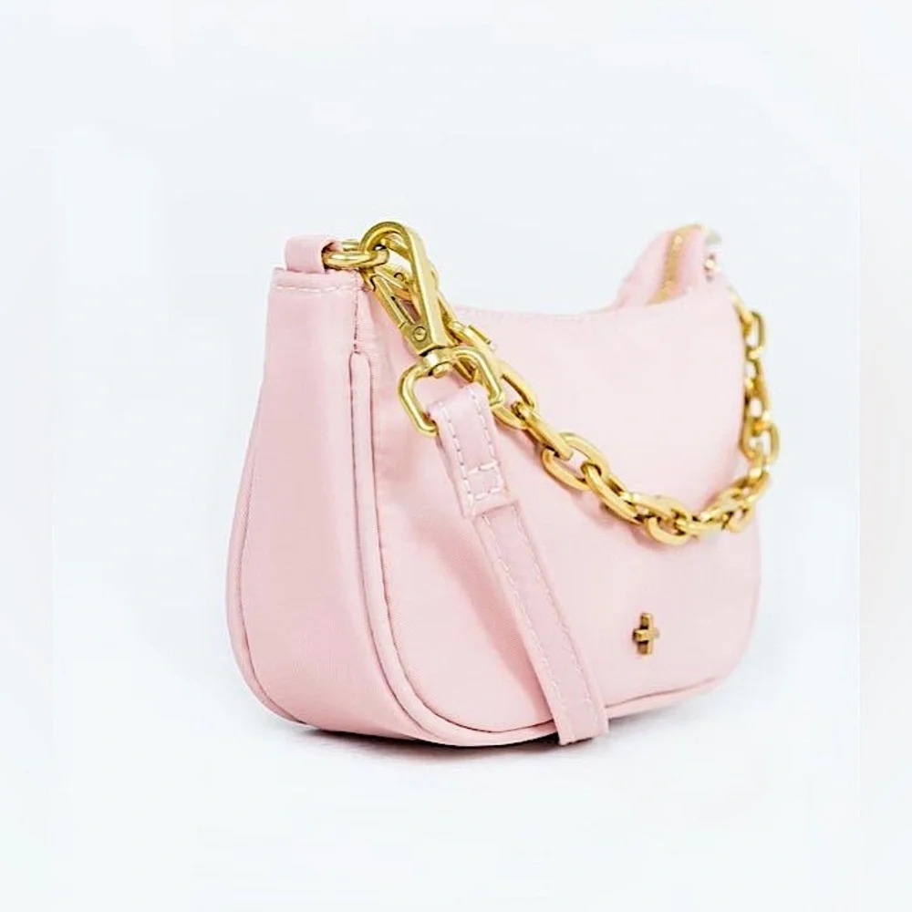 Peta + Jain Princess Polly Pink Mini Shoulder Bag Gold Chain Y2K Nylon Purse